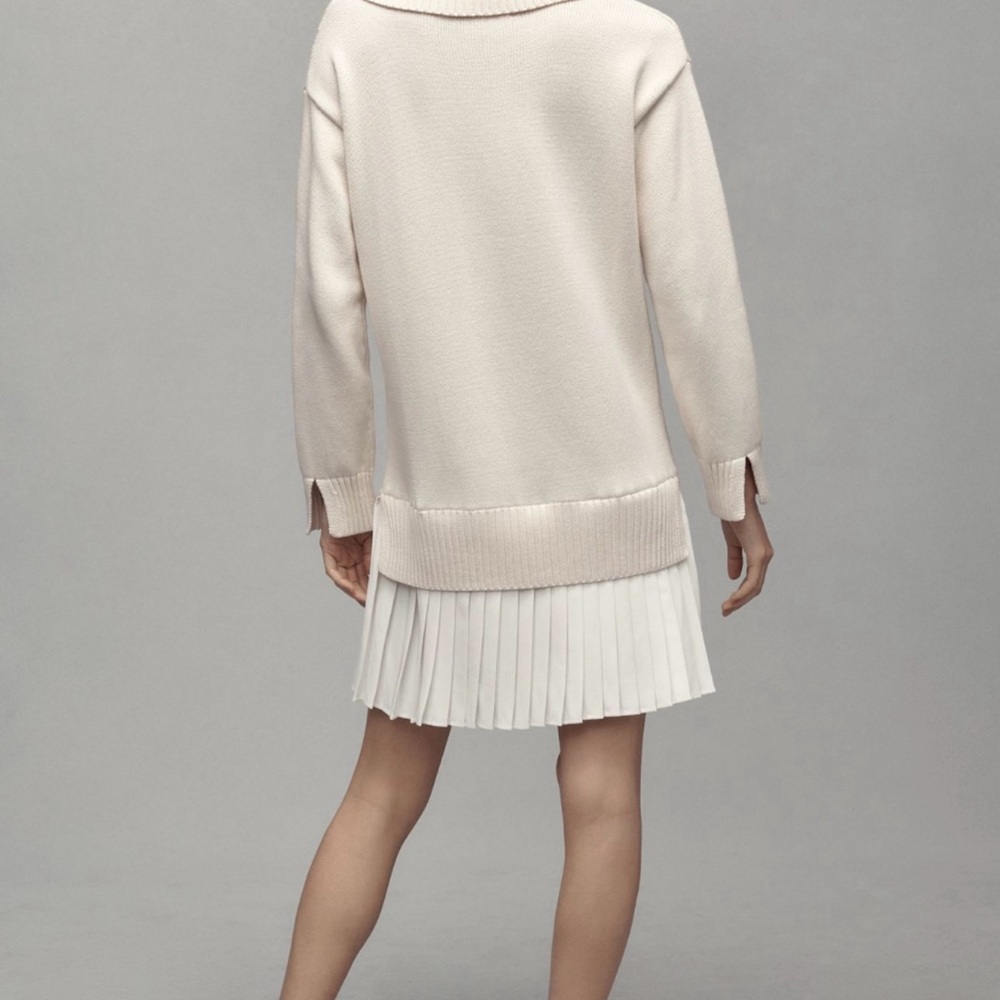 Anthropologie English Factory Elegant Cream Twofer Sweater Dress - Picture 3 of 5